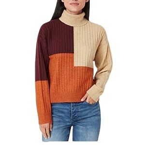 a.n.a. WOMENS Turtleneck Colorbock Pullover Long sleeve Sweater  0790